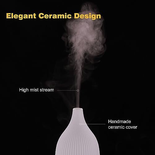 Coolego Ceramic Diffuser, 100ml Essential Oil Diffuser Ultrasonic Cool Mist Aromatherapy Diffuser