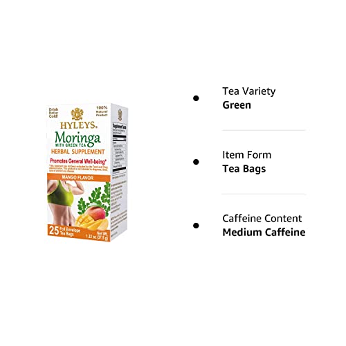 Hyleys Tea Moringa Oleifera with Mango Flavor - 25 Tea Bags (Miracle Tree Tea) HYLEYS Au supplements