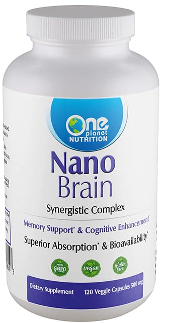 One Planet Nutrition Nano Brain 500 mg Capsules (120 Count) - Synergistic Blend of Bacopa, Curcumin, Boswellia & Ginkgo - Enhances Mental Clarity & Memory - Non-GMO, Vegan, Gluten Free One Planet Nutrition Au supplements