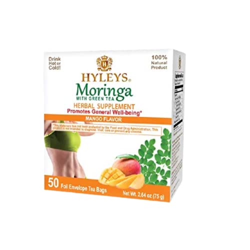 Hyleys Tea Moringa Oleifera with Mango Flavor - 50 Tea Bags (6 Pack - 300 Tea Bags total) (Miracle Tree Tea) HYLEYS Au supplements