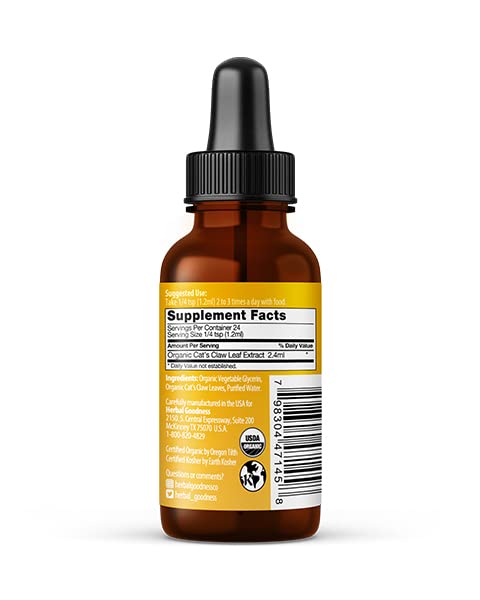Cat's Claw Extract Joint Support - Herbal Supplement for Joint and Muscle Function, Immunity, Heart Support - Gluten Free - Superior Absorption - Organic Liquid 1oz - Herbal Goodness (1 bttl) Herbal Goodness Au supplements
