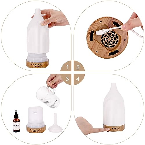 Coolego Ceramic Diffuser, 100ml Essential Oil Diffuser Ultrasonic Cool Mist Aromatherapy Diffuser