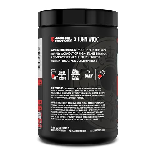 Jacked Factory X John Wick - Wick Mode Pre Workout Powder - Intense Energy, Battle-Rea Jacked Factory Au supplements