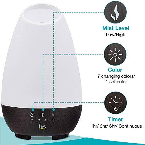 HealthSmart Essential Oil Diffuser, Cool Mist Humidifier and Aromatherapy Diffuser, FSA HSA Eligible with 500ML