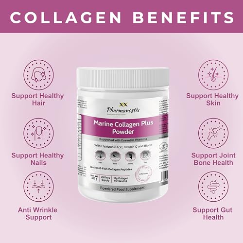 Pharmanostix Hydrolysed Marine Collagen Plus Powder 300g - 10,000mg Collagen with Hyaluronic Acid Pharmanostix Au supplements