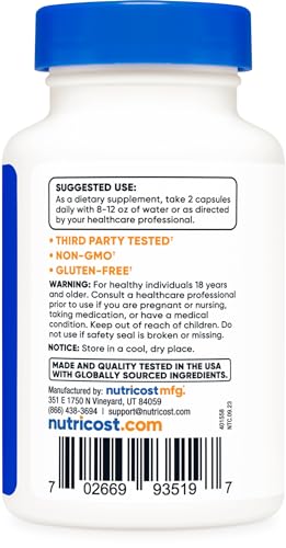 Nutricost Coleus Forskohlii 500mg, 60 Capsules - Maximum Strength Formula Nutricost Au supplements