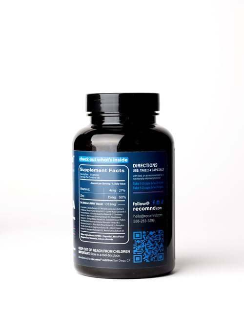 recomnd Nutrition - Man+ Formula, Energy Support, Muscle Support, and Prostate Health Supplements for Men with Vitamin E, Saw Palmetto, Red Korean Ginseng, and More, 120 Capsules recomnd Au supplements