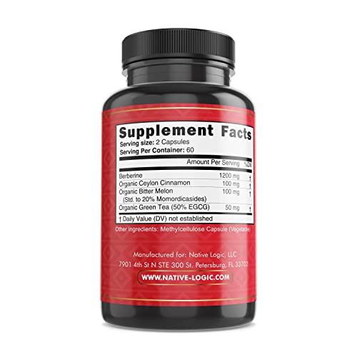 Native Logic Berberine HCL 1200mg with Ceylon Cinnamon, Bitter Melon, and Green Tea Native Logic Au supplements