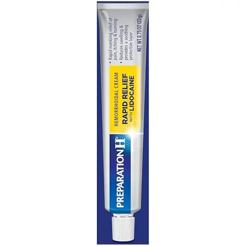 Preparation H Rapid Relief Hemorrhoid Cream with Lidocaine, Numbing Relief for Swelling, Pain, Burning and Itching - 0.75 Oz Tube Preparation H Au supplements