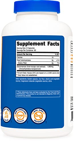 Nutricost Glucomannan 1,800mg Per Serving, 180 Capsules - Natural Fiber Source Nutricost Au supplements