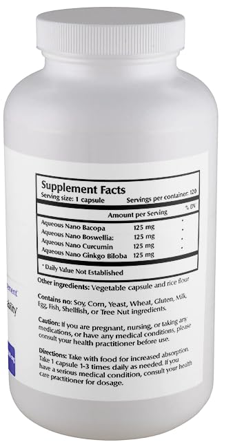 One Planet Nutrition Nano Brain 500 mg Capsules (120 Count) - Synergistic Blend of Bacopa, Curcumin, Boswellia & Ginkgo - Enhances Mental Clarity & Memory - Non-GMO, Vegan, Gluten Free One Planet Nutrition Au supplements