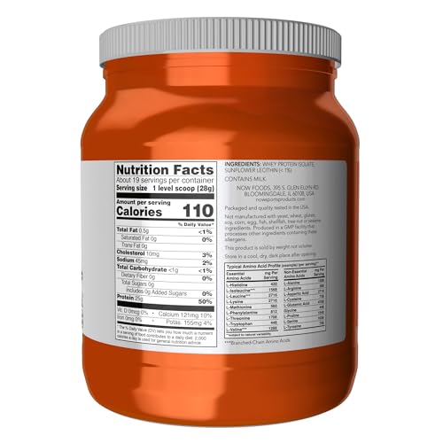 NOW Sports Nutrition, Whey Protein Isolate, 25 g With BCAAs, Unflavored Powder NOW Au supplements