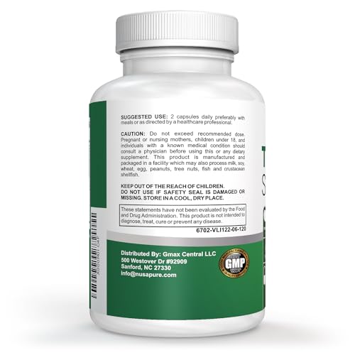 NusaPure Premium Thyroid Support Supplement (Non-GMO) 120 caps for with Ashwaganda