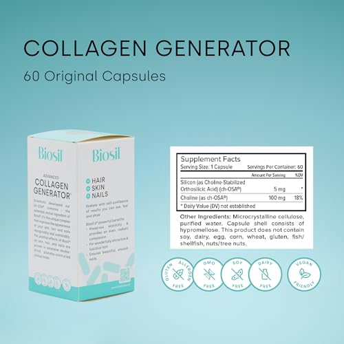 Biosil Collagen Generator - 60 Capsules - with Patented ch-OSA Complex - Generates & Protects Your Own Collagen BioSil Au supplements
