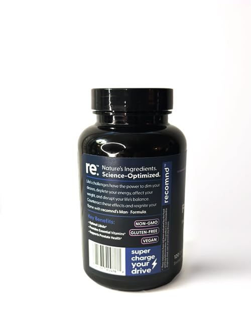 recomnd Nutrition - Man+ Formula, Energy Support, Muscle Support, and Prostate Health Supplements for Men with Vitamin E, Saw Palmetto, Red Korean Ginseng, and More, 120 Capsules recomnd Au supplements