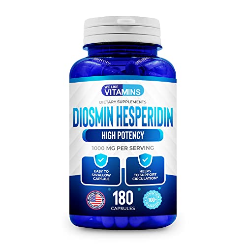 We Like Vitamins Diosmin Hesperidin 1000mg – 180 Capsules – 90 Day Supply - Diosmin and Hesperidin Supplement – Helps to Support Healthy Circulation, Veins, Capillaries, and Lymphatic Drainage We Like Vitamins Au supplements