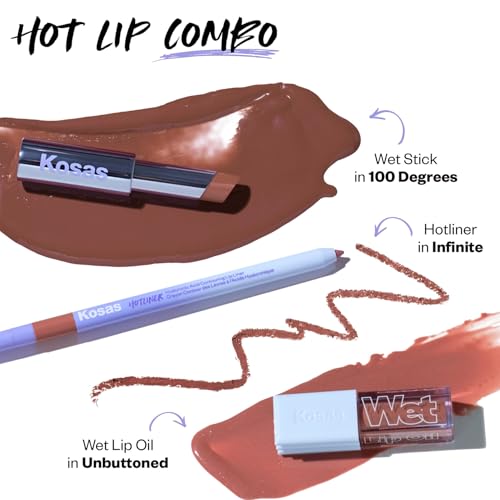 Kosas Wet Lip Oil Gloss - Hydrating Lip Plumping Treatment with Hyaluronic Acid & Peptides, Non-Sticky Finish (Unbuttoned) Kosas Au supplements