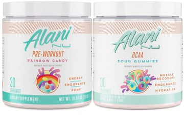 Alani Nu Rainbow Candy Pre Workout and BCAA Sour Gummies Post Workout Powder Alani Nu Au supplements