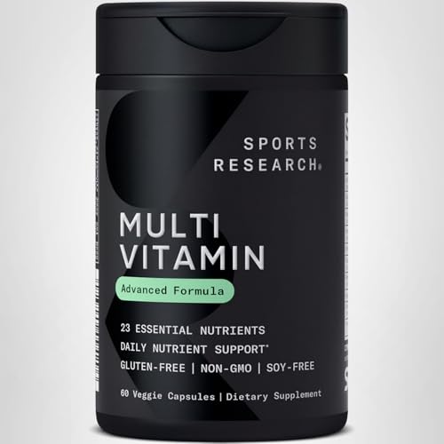 Sports Research® Multivitamin – Advanced Formula - 23 Essential Vitamins & Minerals with CoQ10 & Iodine - Daily Nutrient Support*- Non-GMO Tested & Gluten-Free -60 Veggie Capsules Sports Research Au supplements