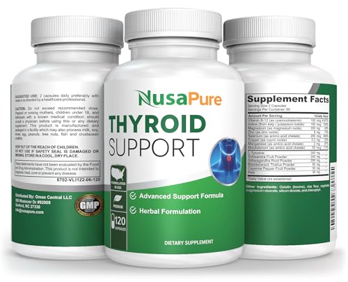 NusaPure Premium Thyroid Support Supplement (Non-GMO) 120 caps for with Ashwaganda