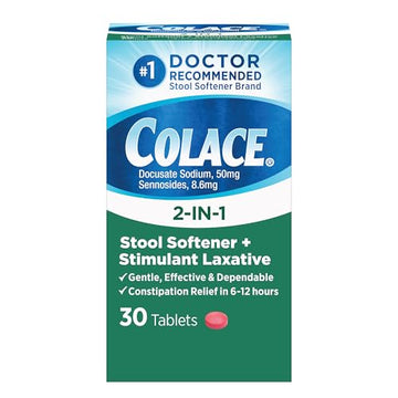 Colace 2-In-1 Stool Softener & Stimulant Laxative Tablets, Gentle Constipation Relief in 6-12 Hours Colace Au supplements