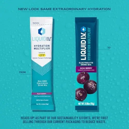 Liquid I.V.® Hydration Multiplier - Acai Berry | Electrolyte Powder Drink Mix | 1 Pack (16 Servings) Liquid I.V. Au supplements