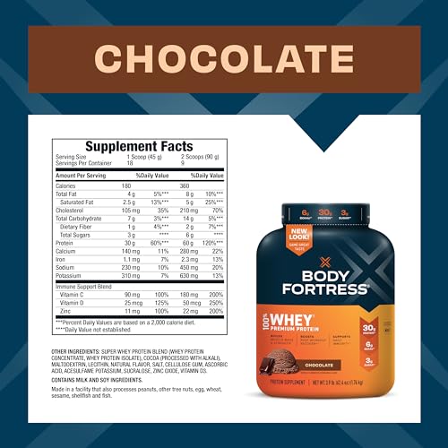 Body Fortress 100% Whey, Premium Protein Powder, Chocolate, 3.9lbs Packaging May Body Fortress Au supplements