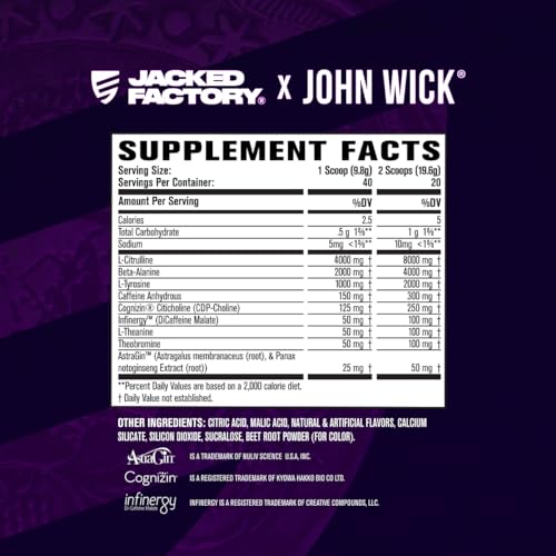 Jacked Factory X John Wick - Wick Mode Pre Workout Powder - Intense Energy, Battle-Rea Jacked Factory Au supplements