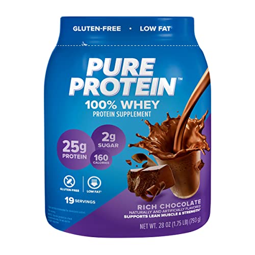 Pure Protein 100% Whey Protein Powder, Rich Chocolate, 25 g Protein, 1.75 lb Pure Protein Au supplements