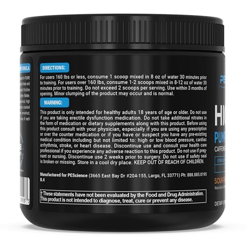PEScience High Volume Nitric Oxide Booster Pump Pre Workout Powder, Sour Peach Candy PEScience Au supplements