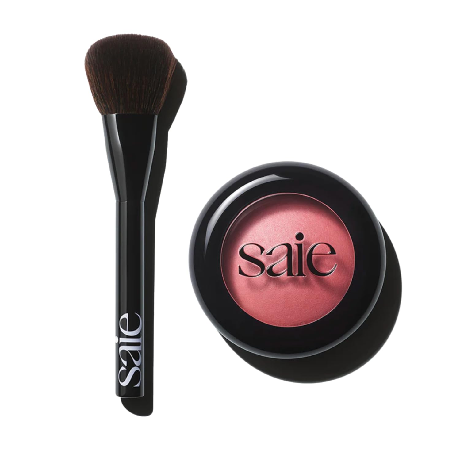 Saie Blush & Brush Duo - SuperSuede Baked Blush in Mia (.01 oz) & Powder Blush Brush - Talc-Free, Moisturizing Blush with Vegan, Fluffy Brush for Seamless Application Saie Au supplements