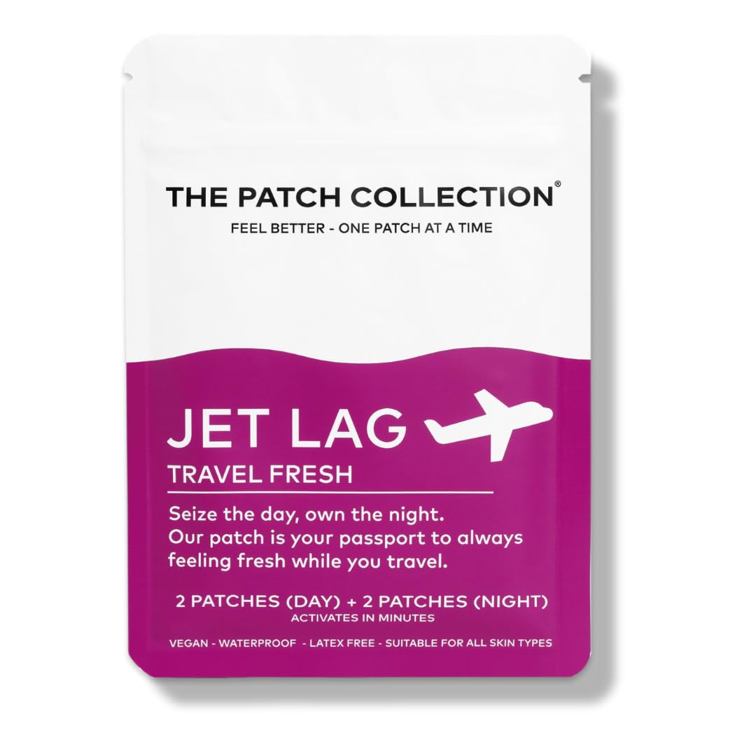 The Patch Collection® - Jet Lag Patch for Day & Night Time Zone Changes | Melatonin, Valerian Root, Passion Flower, Magnesium, Vitamin B1, B2, B3, Turmeric | 100% Natural & Vegan (Pack of 4) The Patch Collection Au supplements