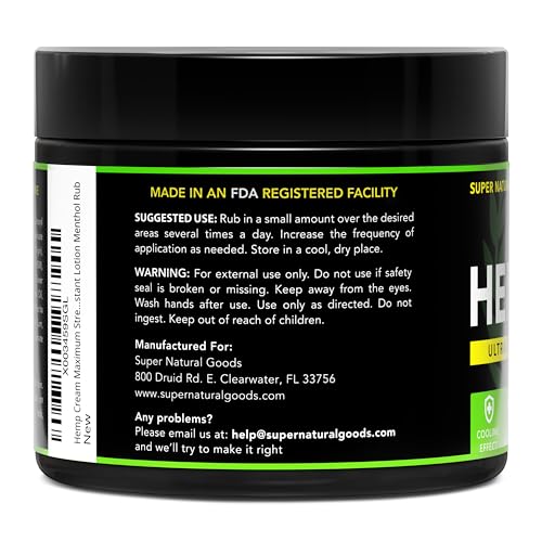 Super Natural Goods Hemp Cream with Hemp Oil, Turmeric, Arnica & Menthol – Botanical Cream with a Cooling Sensation for Localized Application (16oz) Super Natural Goods Au supplements
