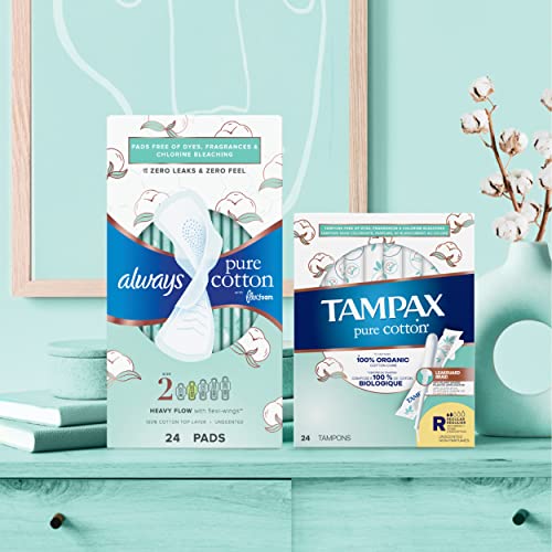 TAMPAX Pure 100% Organic Cotton Core Super Absorbency Tampons - 24 ct