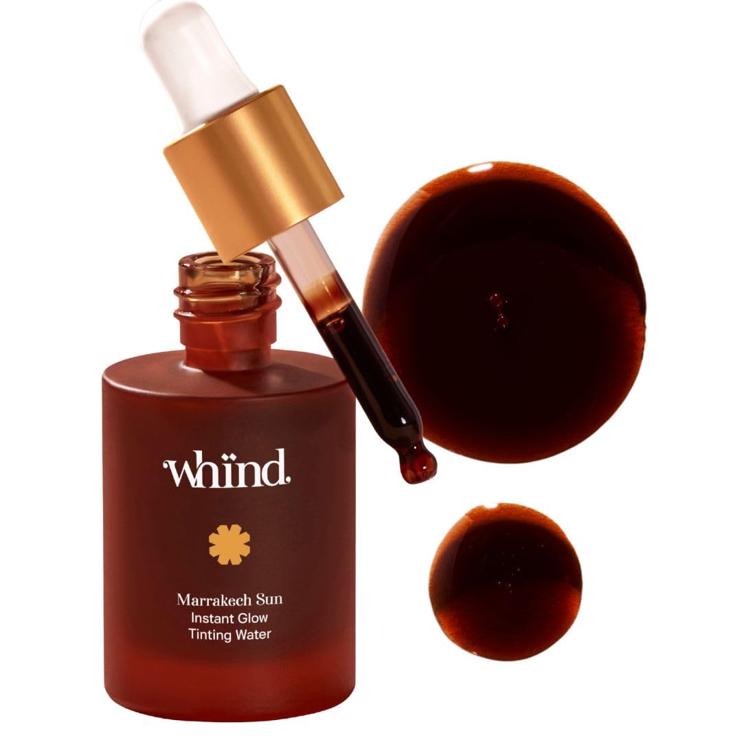 WHIND Marrakech Sun Instant Glow Tinting Water- Self Tanner Face Drops –Bronzing for Face –Lightweight Tanner/Natural Tan- Streak-Free Glow – Tan Drops for Radiant Skin - 1oz / 30ml WHIND Au supplements