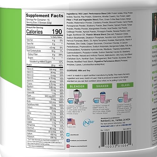 Lean1 Strawberry, 15 Serving tub, Fat Burning Meal Replacement by Nutrition53 N53 Au supplements