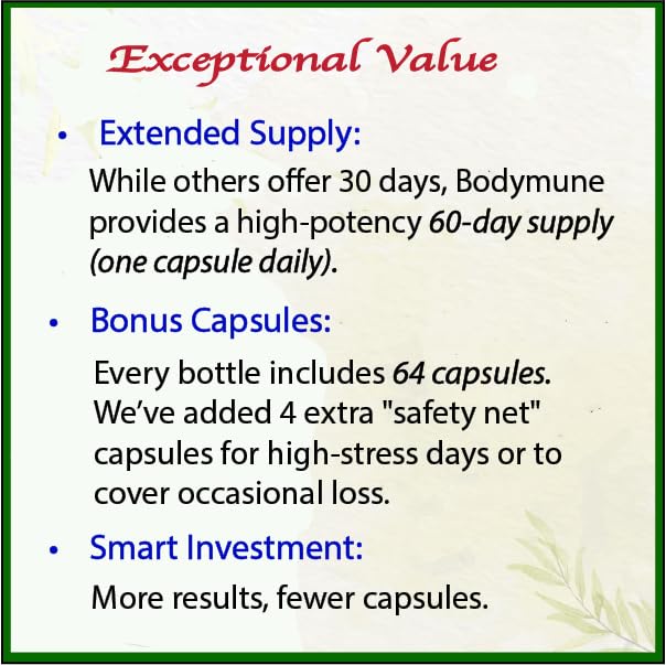 Bodymune Heart Health Blend Cholesterol Support – Organic Cardiovascular & Circulation Supplement – with Green Tea, Pomegranate & Black Seed Oil – 66 Capsules – USDA Organic, Vegan Bodymune Au supplements