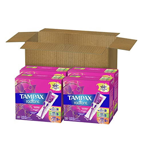 Tampax Radiant Tampons Multipack, Regular/Super/Super Plus Absorbency, With Leakguard Braid