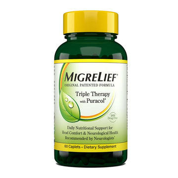 MigreLief Original Triple Therapy with Puracol - Nutritional Support for Migraine Sufferers - 60 Caplets/1 Month Supply MigreLief Au supplements