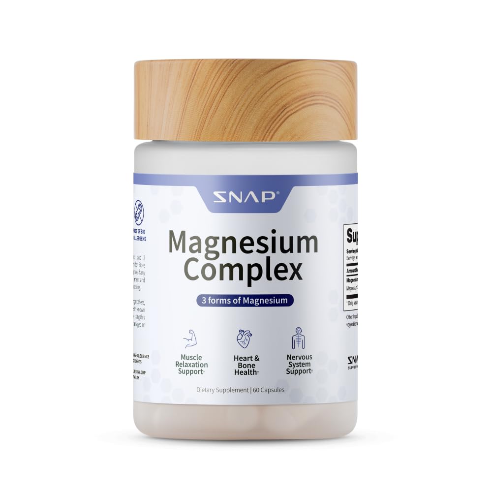 Snap Triple Magnesium Complex for Women & Men for Sleep & Muscle Support – 400mg, 3-in-1 Magnesium Supplement – Bisglycinate, Citrate & Oxide – Chelated for High-Absorption, 60 Vegetarian Capsules Snap Supplements Au supplements