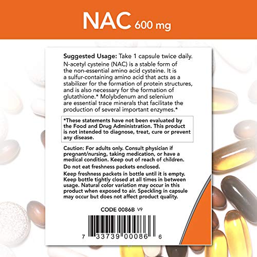 NOW Supplements, NAC (N-Acetyl Cysteine) 600 mg with Selenium & Molybdenum NOW Au supplements