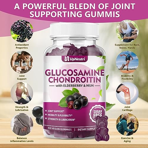 UPNEUTRI Glucosamine Chondroitin Gummies Sugar Free, Extra Strength 1500mg