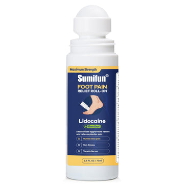 Sumifun Foot Pain Relief Lidocaine Roll-On - Maximum Strength OTC for Plantar Fasciitis & Heel Pain - Fast-Drying, Non-Greasy Formula, 2.5 Fl Oz Sumifun Au supplements