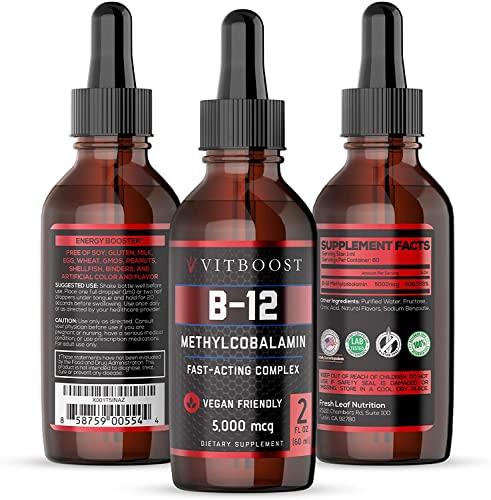 VITBOOST Vegan Liquid B-12 Drops – 60 x 5000 mcg Extra Strength Raspberry Flavored VITBOOST Au supplements