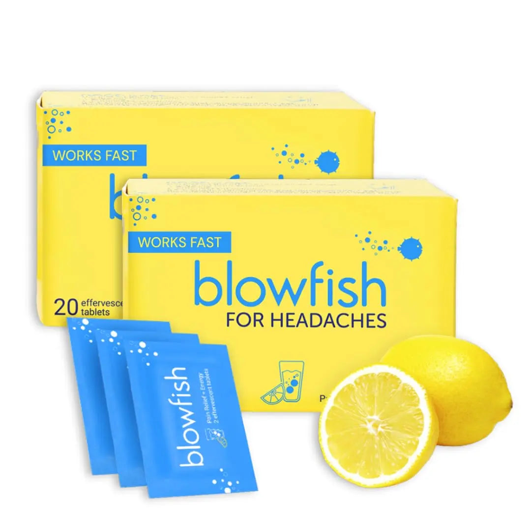 Blowfish for Headaches | Maximum Strength Effervescent Pain Relief Tablets – Treats Headaches Fast, 2X Faster Than Pills – Lemon Flavor (2 Pack) Blowfish Au supplements