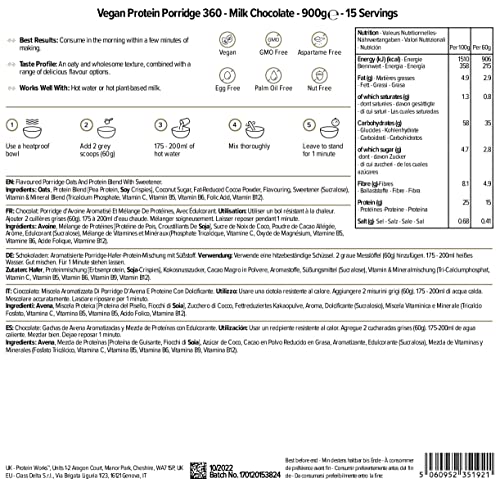 Protein Works - Vegan Protein Porridge 360 | High Protein Breakfast | Plant-Based | Chocolate | 900g THE PROTEIN WORKS Au supplements