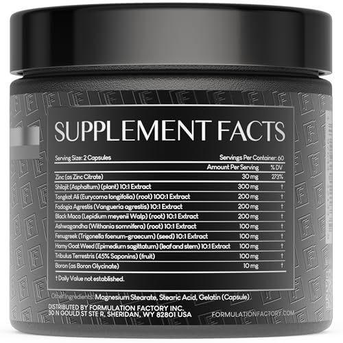 Self Obsessed Masculine Vitality & Testosterone Support - 10-in-1 Complex with Shilajit, Tongkat Ali, & Fadogia Agrestis - 120 Capsules, 2 Month Supply (120 Count (Pack of 1), Self Obsessed) Formulation Factory Au supplements