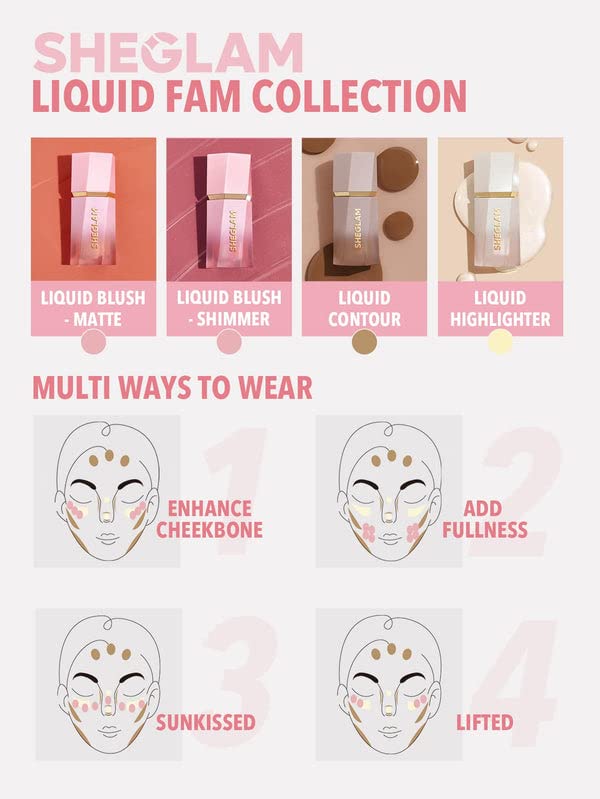 SHEGLAM Color Bloom Liquid Blush Makeup for Cheeks Matte Finish - Love Cake SHEGLAM Au supplements