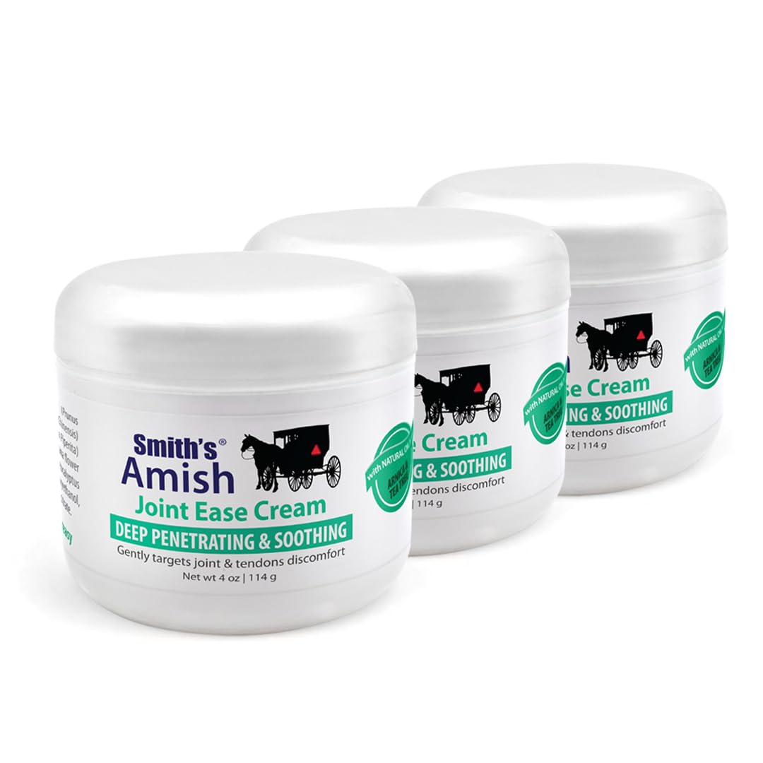 Smith Amish JointEase Soothing Cream 3 Pack (Three 4 oz Jars) with Arnica, Tea Tree, Eucalyptus, Peppermint and Rosemary Smith Amish Au supplements