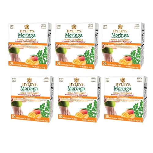 Hyleys Tea Moringa Oleifera with Mango Flavor - 50 Tea Bags (6 Pack - 300 Tea Bags total) (Miracle Tree Tea) HYLEYS Au supplements
